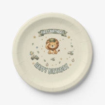 Militair Leeuw Eerste Verjaardag Papieren Bord
