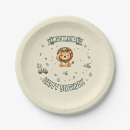 Militair Leeuw Eerste Verjaardag Papieren Bord