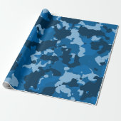 Militair leger Camouflage Camo Blue Navy Cadeaupapier (Uitgerold)