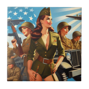 militair meisje tegeltje