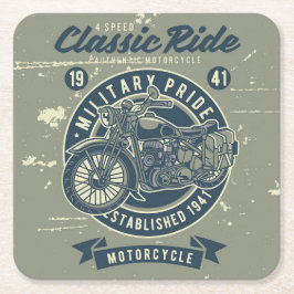 Militair Motorfiets Ontwerp Papier Onderzetter