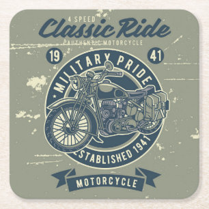 Militair Motorfiets Ontwerp Papier Onderzetter