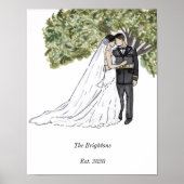 Militair Paar Bruiloft Portret Print (Voorkant)