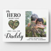 Militair papa mijn held draagt camouflage vaderdag fotoplaat (voorkant)