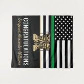 Militair Pensioen Dunne Groene Lijn Vlag Leger Wandkleed (Voorkant (horizontaal))