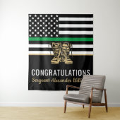 Militair Pensioen Dunne Groene Lijn Vlag Leger Wandkleed (In situ)