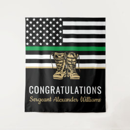 Militair Pensioen Dunne Groene Lijn Vlag Leger Wandkleed