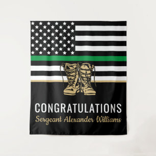 Militair Pensioen Dunne Groene Lijn Vlag Leger Wandkleed