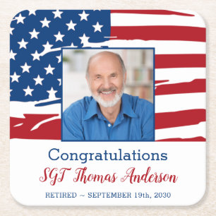 Militair Pensioen Foto Patriottische Amerikaanse V Kartonnen Onderzetters