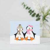Militair pinguïn Couple Briefkaart (Staand voorkant)