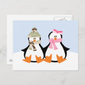 Militair pinguïn Couple Briefkaart (Voorkant / Achterkant)