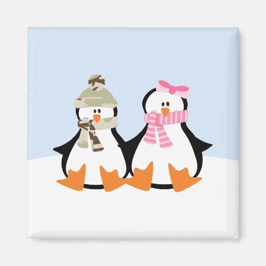 Militair pinguïn Couple Magneet (Voorkant)