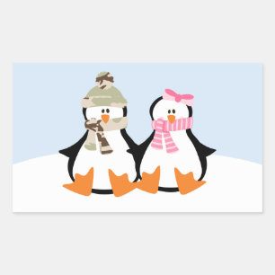 Militair pinguïn Couple Rechthoekige Sticker