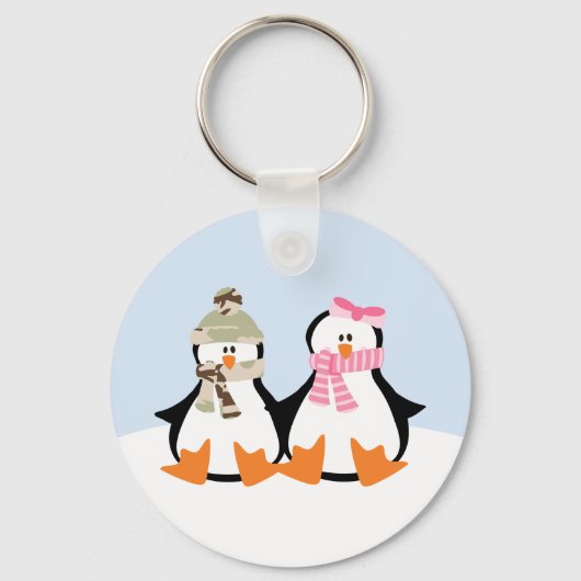 Militair pinguïn Couple Sleutelhanger (Voorkant)