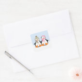 Militair pinguïn Couple Vierkante Sticker (Envelop)