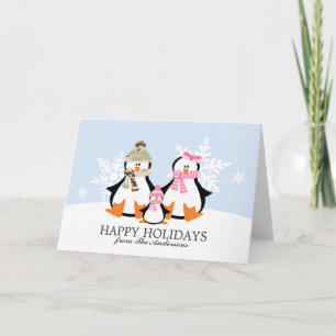 Militair Pinguïn Familie Kerstkaarten Feestdagen Kaart