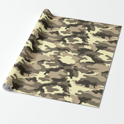 Militair Sepia Dusty Brown Camouflage Camo Pattern Cadeaupapier (Uitgerold)