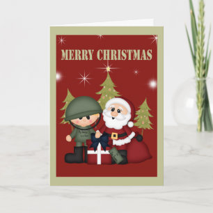 Militair soldaat en kerstman Kerstmis Feestdagen Kaart