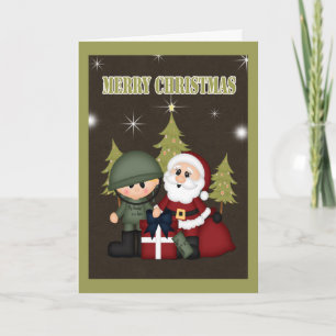 Militair soldaat en kerstman Kerstmis Feestdagen Kaart