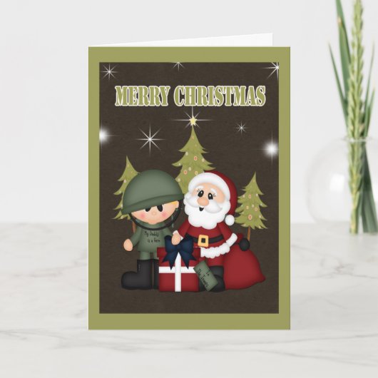 Militair soldaat en kerstman Kerstmis Feestdagen Kaart (Voorkant)