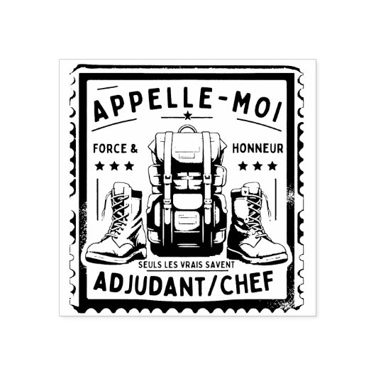 Militair stempel: "BEL MIJ ADJUDANT-CHEF" Rubberstempel (Afrduk)