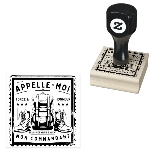 Militair stempel: "BEL MIJN COMMANDANT OP" Rubberstempel (Gestempeld)