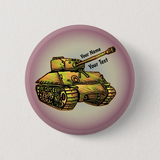 Militair Tank  speld Ronde Button 5,7 Cm (Voorkant)