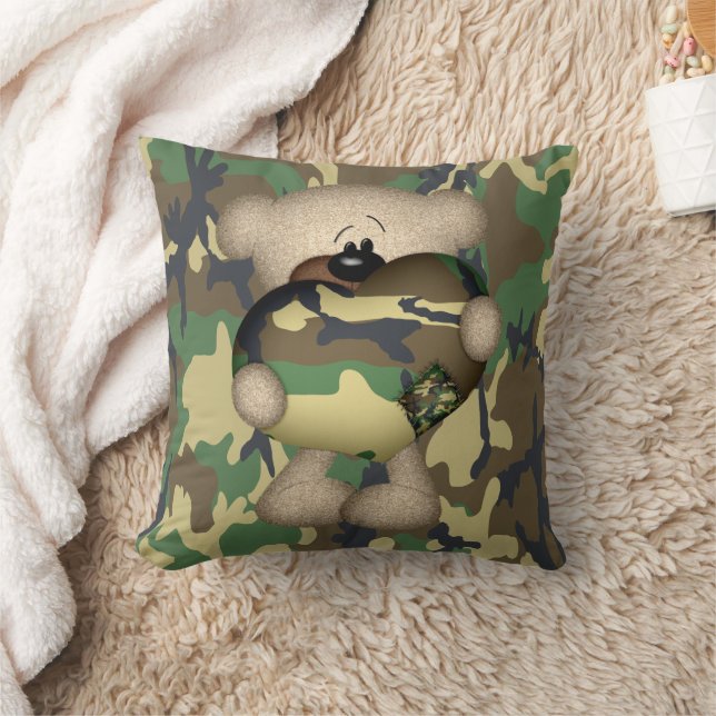Militair teddybeer met reusachtig hart kussen (Deken)
