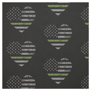 Militair Thin Green Line American Flag Heart Stof