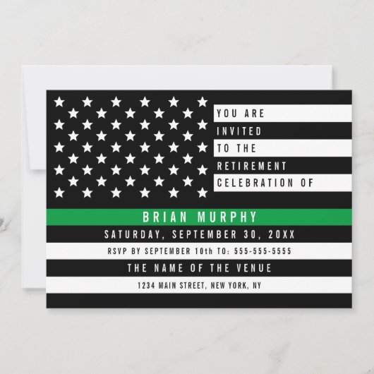Militair Thin Green Line American Flag Retirement Kaart (Voorkant)