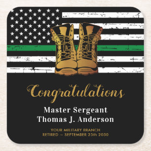 Militair Thin Green Line Flag Soldier Retirement Kartonnen Onderzetters