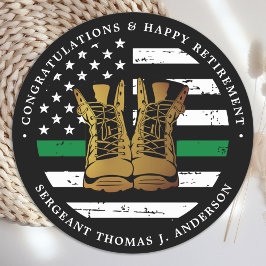 Militair Thin Green Line Flag Soldier Retirement Ronde Sticker