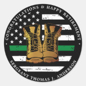 Militair Thin Green Line Flag Soldier Retirement Ronde Sticker (Voorkant)