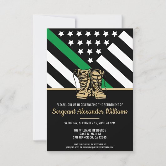 Militair Thin Green Line Patriotic Army Retirement Kaart (Voorkant)