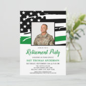 Militair Thin Groene Lijn Aangepaste Foto Retireme Kaart (Staand voorkant)