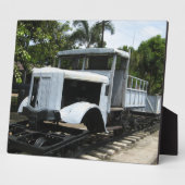 Militair trein uit WO2 bij de brug over de rivier  Fotoplaat (Zijkant)