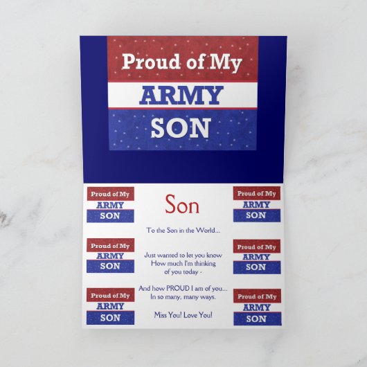Militair - Trots op mijn legerzoon - Denkend aan j Kaart (Binnen)