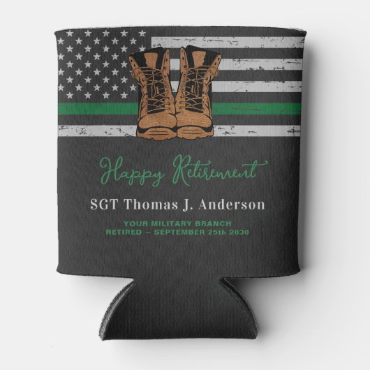 militair uittredingsleer met uitzondering van het  blikjeskoeler (Voorkant)