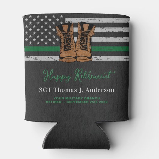 militair uittredingsleer met uitzondering van het  blikjeskoeler (Achterkant)