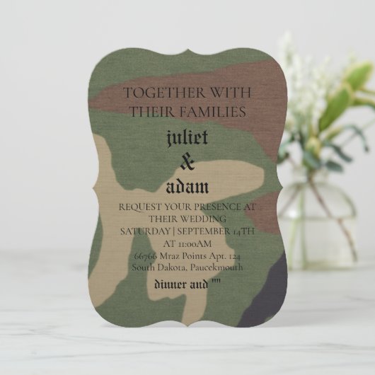 Militair uniform leger bruiloft uitnodiging (Staand voorkant)