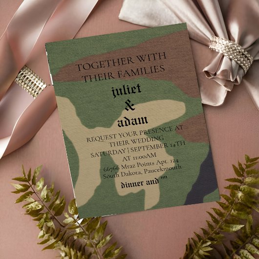 Militair uniform leger bruiloft uitnodiging