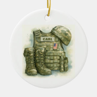 Militair Uniform Ornament, Militair, Laarzen & Pet Keramisch Ornament