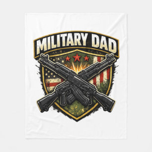 Militair vader ontwerp met gekruiste geweren. fleece deken
