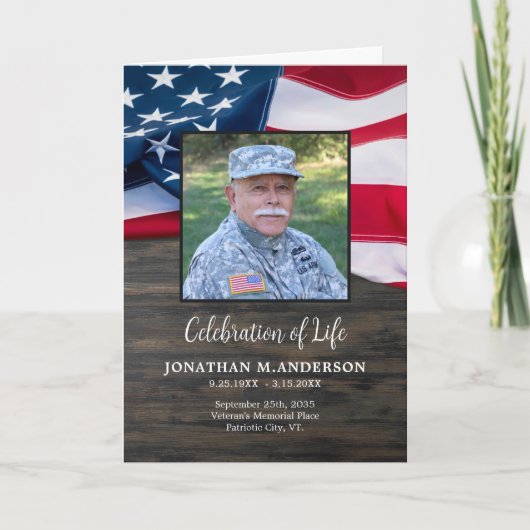 Militair - Vlag van de VS Viering van het Leven -  Kaart (Voorkant)