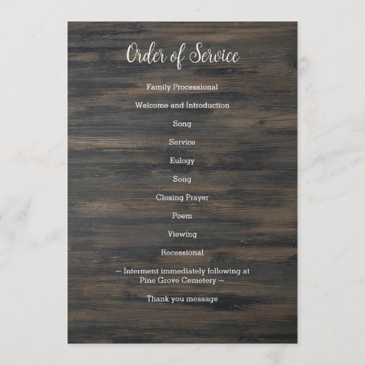 Militair - Vlag van de VS Viering van het Leven -  Programmakaart (Achterkant)