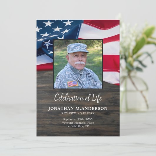 Militair - Vlag van de VS Viering van het Leven -  Programmakaart (Staand voorkant)