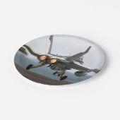 Militair vliegtuig om de vliegtuig te lanceren papieren bordje (Gekanteld)