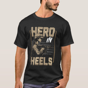 Militair Vrouwen Held Hoge Hakken USA Amerikaanse T-shirt