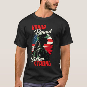 Militair Vrouwen Zus Eer Amerikaanse Vlag Soldaat T-shirt