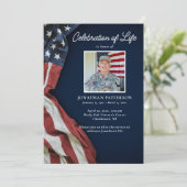 Militair, VS vlag, foto begrafenisprogramma Kaart (Staand voorkant)